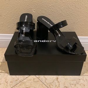 Alexander Wang Black Patent Leather Sandal Heels